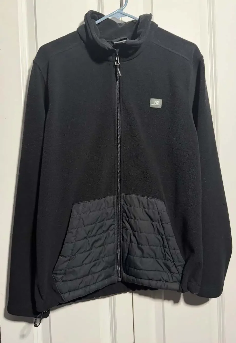 New Balance Men's Black Full Zip Fleece Jacket With Quilted Lower Front Panel